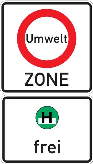 Umweltzonenschild mit H